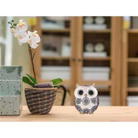 Adorable Owl Figurine,Big Eyes Cute Owl Statue,Shelf Accents for Home - Picture 6 of 7